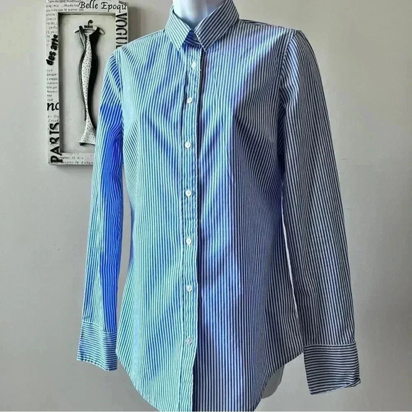 J. Crew Minimalist Slim Fit Classic Striped Button Down Shirt Size 2 Tall - Picture 1 of 6